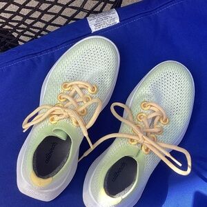 allbirds Pale Green Knit Sneakers with Peach Laces